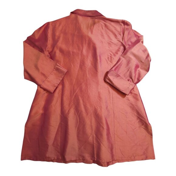 Chicos 100% Silk Top Oversized 3/4 Sleeve Button Up Chicos Size 2 US Size 12 - Picture 2 of 8